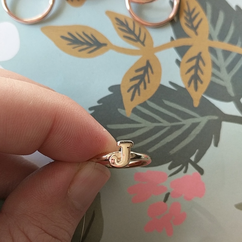 Nwot gold J letter ring alphabet